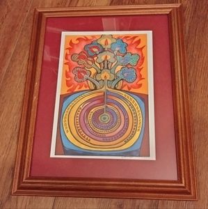 Signed David Friedman Kabbalah Art framed 16.5"x20"